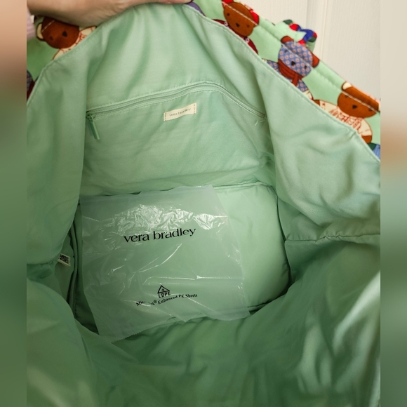 Vera Bradley Essential Grand Tote Quilted Toasty Teddies Adorable Bears - Picture 4 of 7